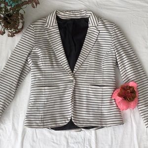 Forever 21 Preppy Stripe Blazer Black and White